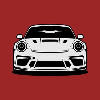 European Sports Car from a Front View, a Modern High-Performance Vehicle with Classic Design Elements and a Bold Red Background vector