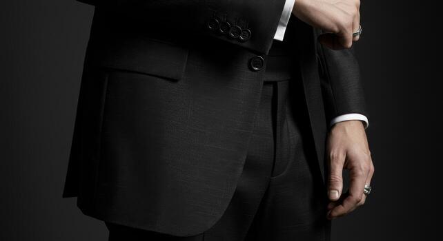 Close-Up of Man in Suit with Rings on Hand photo