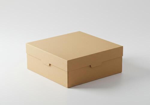 Closed Cardboard Box on White Background photo