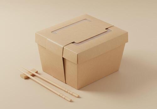 Takeout Food Container with Chopsticks photo
