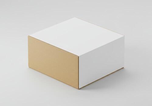 White and Wood Cube Box Mockup on White Background photo