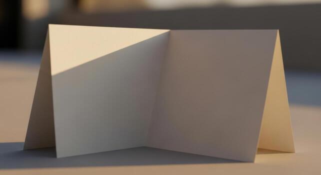 Blank Greeting Card Mockup on Neutral Background with Shadows photo