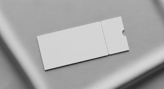 Blank White Ticket Mockup on Textured Gray Fabric Background photo