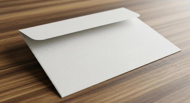 White Envelope Mockup on Wooden Surface for Design Presentation photo