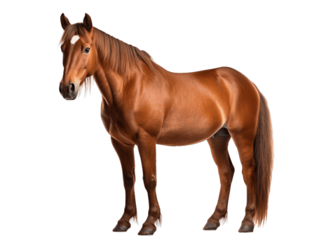 a brown horse is standing isolated on transparent background png