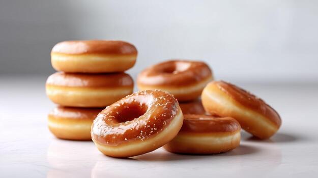 Donuts in Loose Circular Pattern on White Background photo