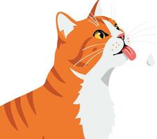 naranja y blanco atigrado gato paliza agua gotita juguetón y curioso felino mascota ilustración vector