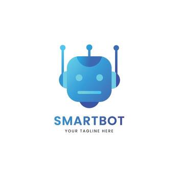 robot inteligente azul robot cabeza logo para ai tecnología puesta en marcha y chatbot solicitud vector