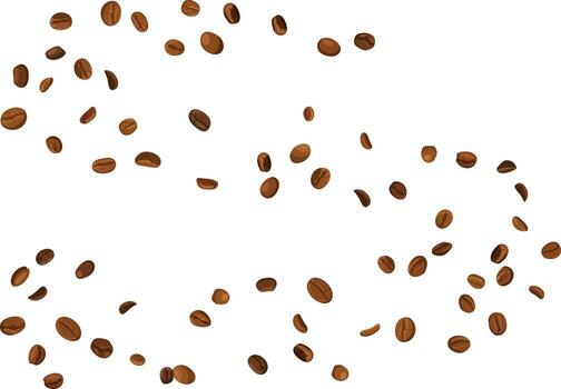 Wave of coffee bean isolated flying in air. curve swirl line illustration on transparent background vector