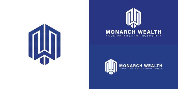 A modern geometric logo for a wealth advisory firm, featuring interlocking initials MW within a hexagonal emblem. This design symbolizes stability and a solid foundation for financial success. vector