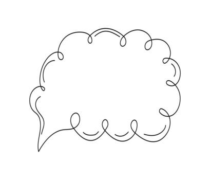 Simple frame, border. Speech bubble, cloud. Spiral, lines, curls. Abstract banner, place for text. Drawing, doodle, hand drawn, isolated background. vector