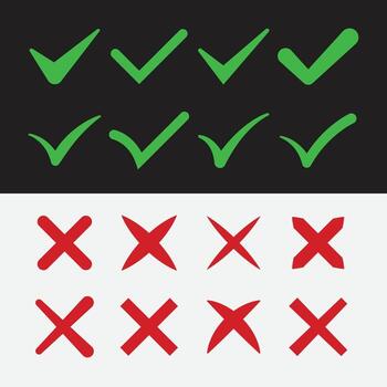 Check mark and cross mark shape icon design vector