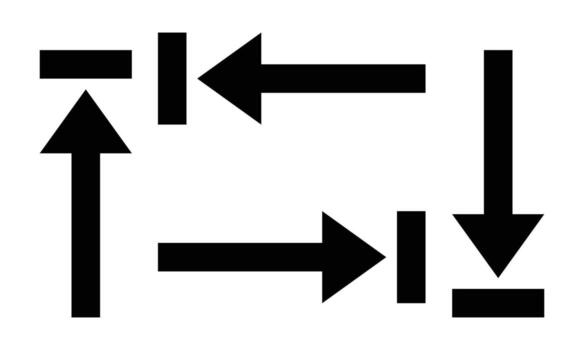 Black Diagonal upward and downward arrows with bar vector
