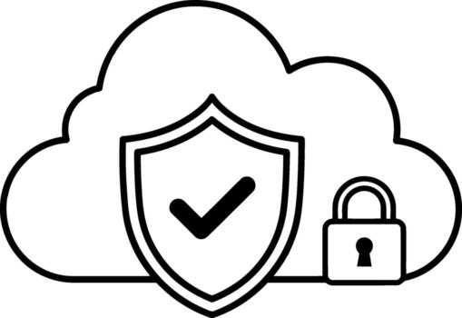 nube seguridad icono con un candado y un proteger vector