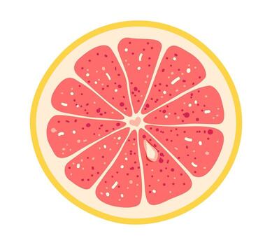 Fresh grapefruit circle slice isolated on white background. in flat style vector