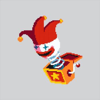 Pixel art illustration Jack in the box. Pixelated funny toy. Funny Jack in the box toy Icon pixelated for the pixel art game and icon for website and game. old school retro. vector