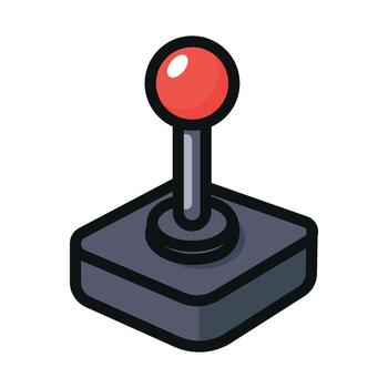 A cartoon icon of a classic game joystick with a red top, representing gaming and entertainment of the Y2K era. vector