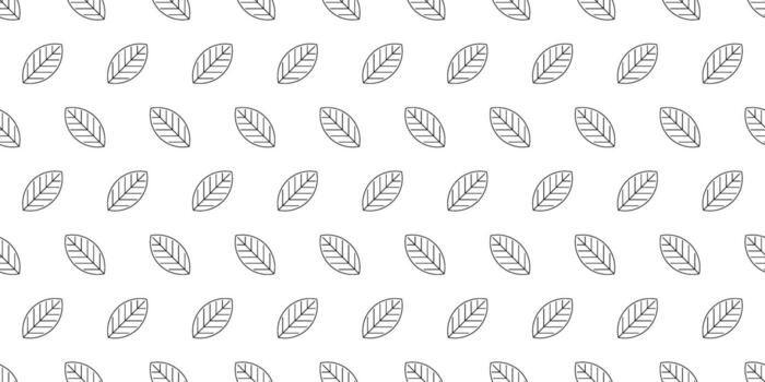 Minimal seamless pattern with geometric leaf outlines, simple nature background design vector