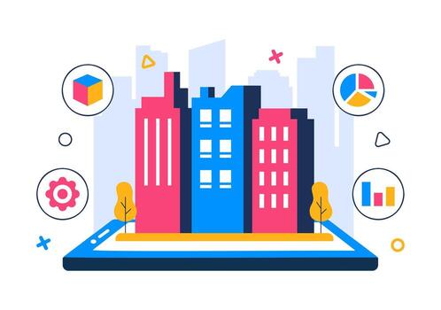 Illustration of Virtual Reality and Augmented Reality Technology in Gaming and Learning vector