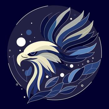 This artwork features sharp geometric shapes resembling an eagle's head, making it perfect for logo design vector