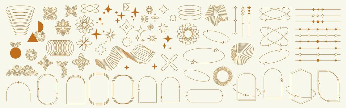 Minimalist line frame element with star icon design vector