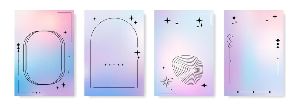 Vertical gradient template with abstract colorful flow vector