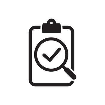 Checklist clipboard with magnifier icon isolated flat design. vector