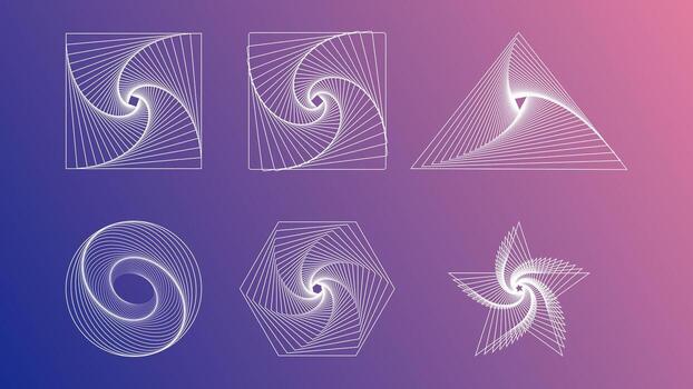 resumen espiral geométrico formas colección en degradado antecedentes vector