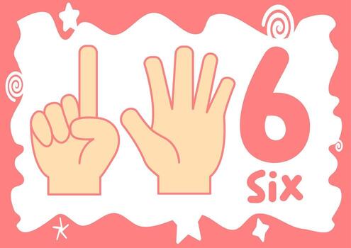 A fun and educational worksheet for kids to learn how to sign and write the number six vector