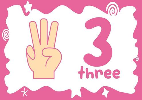 A fun and educational worksheet for kids to learn how to sign and write the number three vector