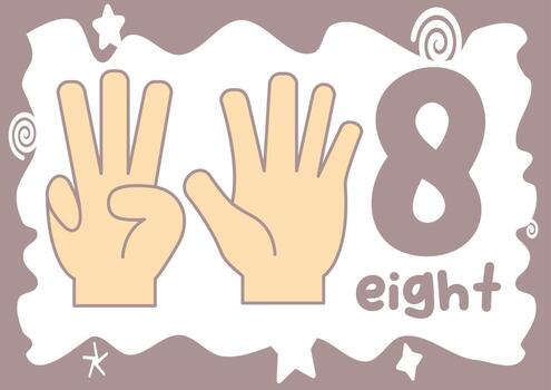 A fun and educational worksheet for kids to learn how to sign and write the number eight vector