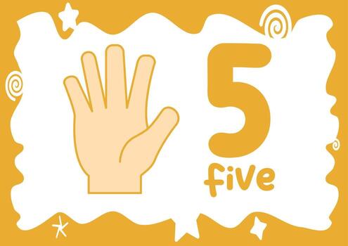 A fun and educational worksheet for kids to learn how to sign and write the number five vector