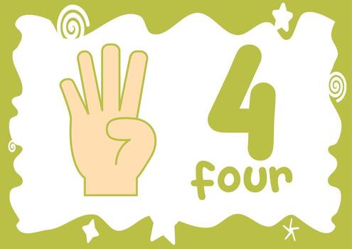 A fun and educational worksheet for kids to learn how to sign and write the number four vector