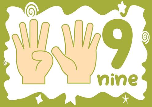 A fun and educational worksheet for kids to learn how to sign and write the number nine vector