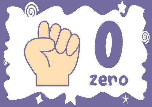 A fun and educational worksheet for kids to learn how to sign and write the number zero vector
