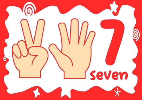 A fun and educational worksheet for kids to learn how to sign and write the number seven vector