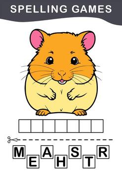 divertido ortografía juego. deletrear el palabra hámster. educativo hoja de cálculo para niños vector