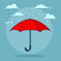 paraguas proteger desde lluvia con nubes y agua gotas ilustración vector
