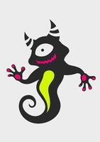 agua con cuernos monstruo. plano dibujos animados diseño. vector