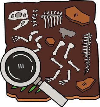 aislado ilustración de un dinosaurio fósiles en un Roca plataforma vector