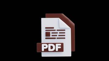3d animação do pdf Arquivo 3d ícone. Arquivo formato conceito video