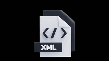 3D Animation of XML File 3D Icon. File Format Concept video