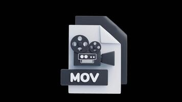 3d animazione di mov file 3d icona. file formato concetto video