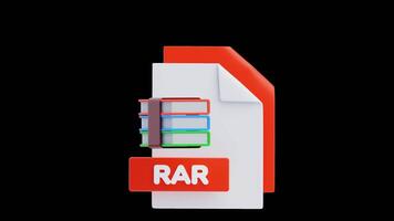 3d animation de rar fichier 3d icône. fichier format concept video