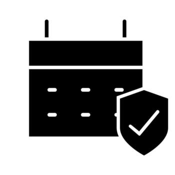 calendario y proteger sólido icono. calendario y proteger ilustración aislado en blanco. calendario glifo estilo diseño, diseñado para web y aplicación eps 10 vector