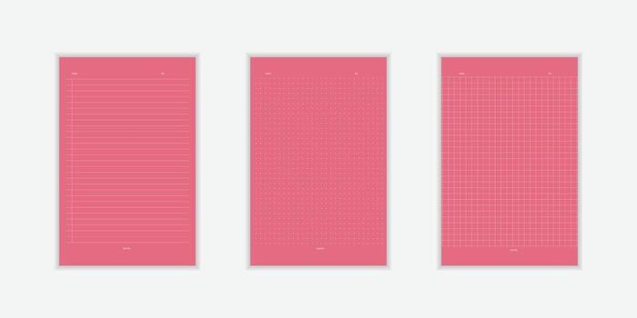 Set of blank sheets of lined, square grid and dotted paper in a4 format. Paper templates for notes, writing, sketching, and journaling vector