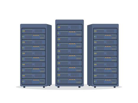 Server rack in a high tech data center, storage, cloud computing, network infrastructure vector