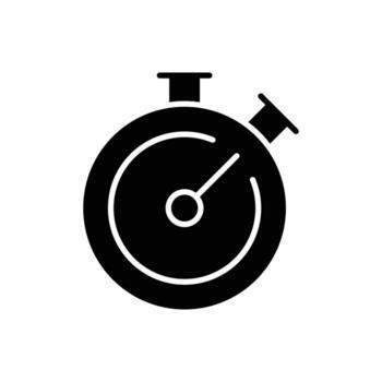 Stopwatch icon. Simple solid style. Watch, stop, clock, timer, quick, counter, time, circle, button, chronometer, sport equipment concept. Silhouette, glyph symbol. Isolated design. vector