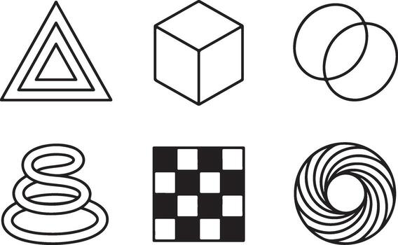 Geometric shapes and patterns isolated on white background vector