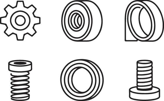 Mechanical components collection isolated on white background vector